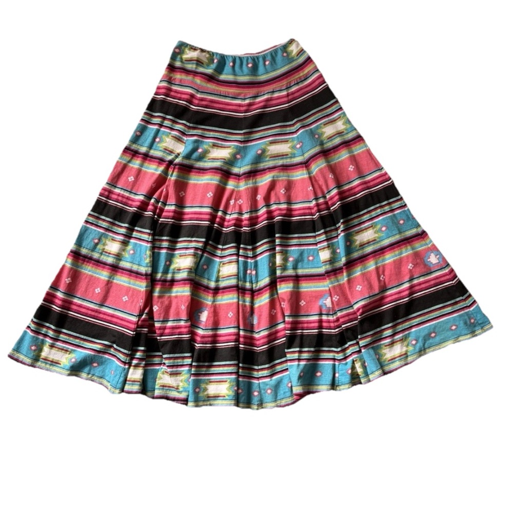 Rancho Estancia Multicolor Southwest Western Aztec Print Maxi Full Skirt Size M
